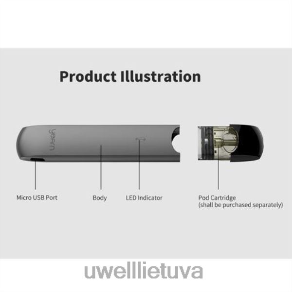 UWELL Disposable Vape - UWELL YEARN ankšties įrenginys (dėklai neįtraukti) VF6ZZ256 pilka