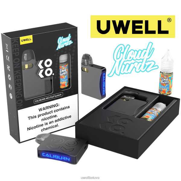 UWELL Disposable Vape - UWELL CALIBURN AK3 rinkinys + a3s 0,8ohm ankštys (x2) + tėčio garai 10ml druskos 50mg VF6ZZ246 crl: rožinis/flv: uogų medly limonadas