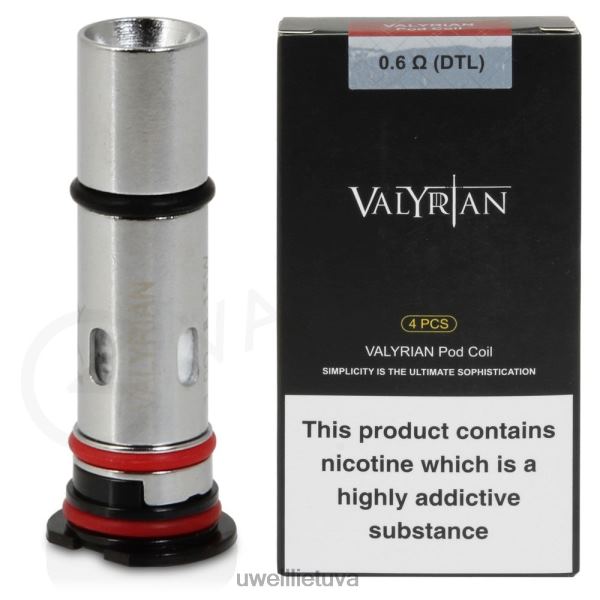 UWELL Vape Flavours - UWELL VALYRIAN ankšties keitimo ritės (4 pakuotės) VF6ZZ34 0,6 omo dtl
