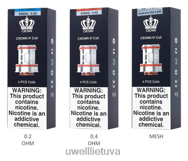 UWELL Vilnius - UWELL CROWN 4 keičiamos ritės (4 pakuotės) VF6ZZ182 dviguba ritė 0,2ohm